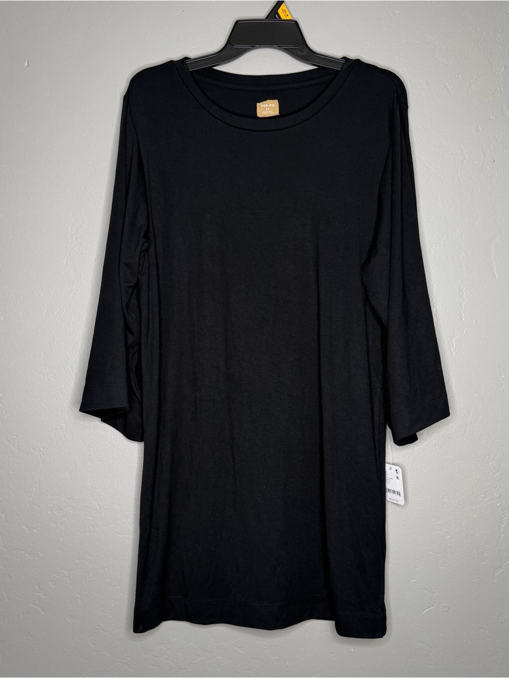 Free People Free-est Black Poseidon Mini Dress L OB2175113 Side Slit 3/4 Sleeve